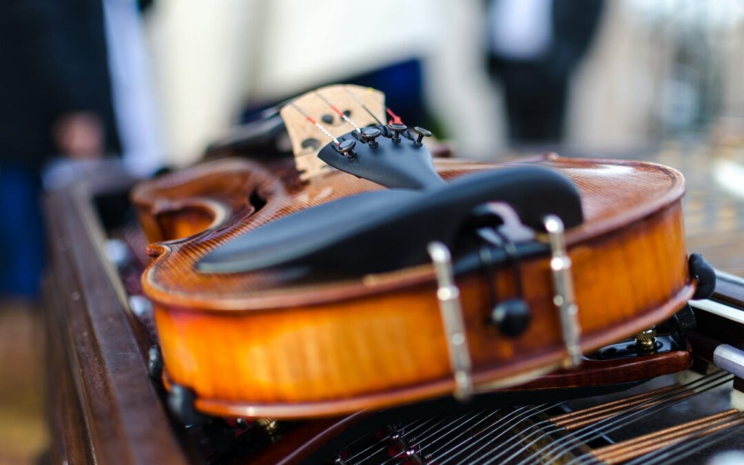 brown string guitar